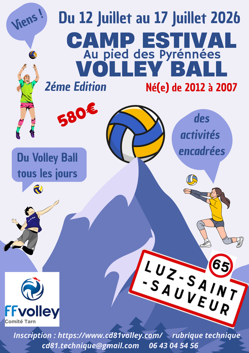 CAMP ESTIVAL 2026 VOLLEY BALL LUZ SAINT SAUVEUR