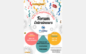 Forum d'entraineurs le Samedi 14 Septembre et Dimanche 15 Septembre 2024