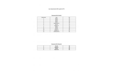 M11 - Classement 2018/2019 après P6